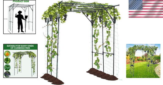 Durable Outdoor Garden Trellis - Black Pergola Frame for Climbing Plants