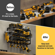 Load image into Gallery viewer, Wall Mounted Tool Storage Rack with Charging Shelf - 24 Inch Power Organizer