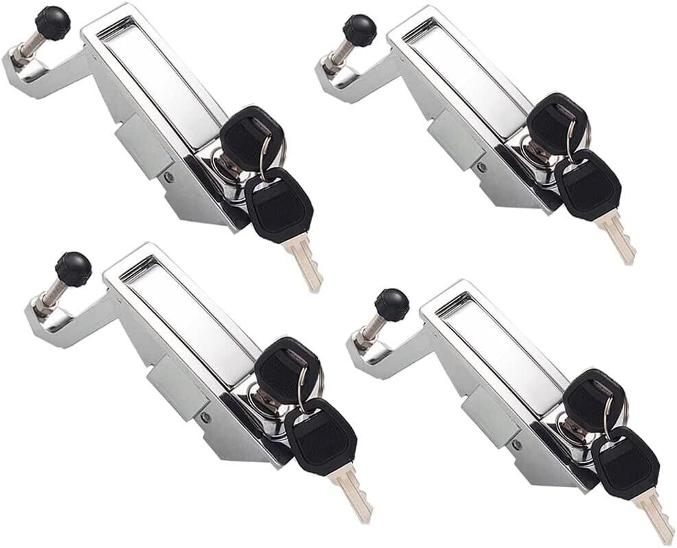 Secure Your Boat with 4 Silver Flush Mount Compression Latch Locks - Key Locking