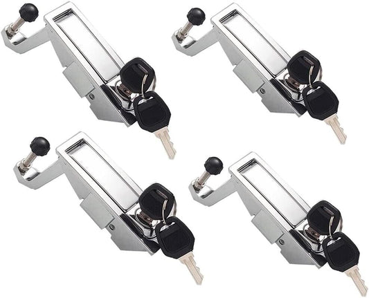 Secure Your Boat with 4 Silver Flush Mount Compression Latch Locks - Key Locking