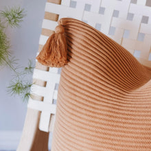 Load image into Gallery viewer, 20x20 Baked Clay Cotton Pillow Cover with Tassels - Textured Rib Knit Design