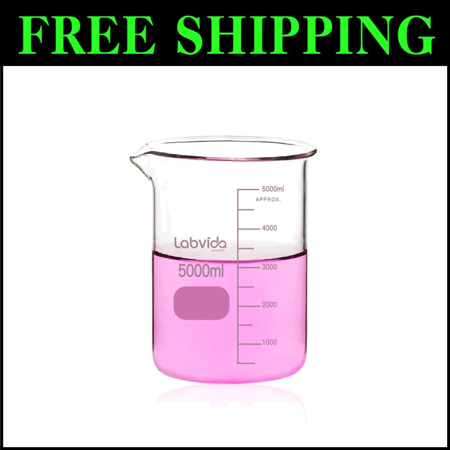 5000ml Borosilicate Glass Beaker, ASTM E960 Compliant - Laboratory Essential