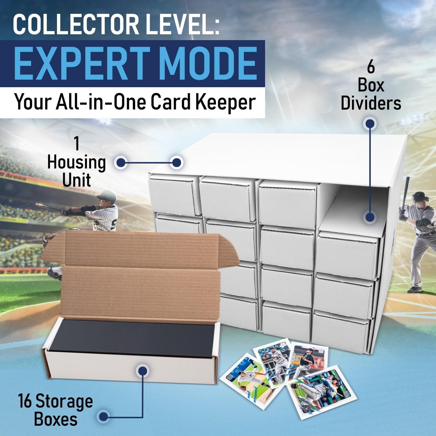 Card House Storage Boxes for Collectors – Durable, Stackable, Easy Access 12.25”