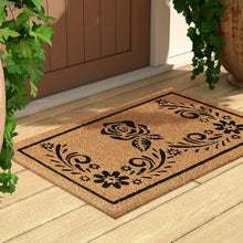 Load image into Gallery viewer, Heavy-Duty Floral Doormat - Eco-Friendly Coco Coir, Water Resistant, 17 x 36