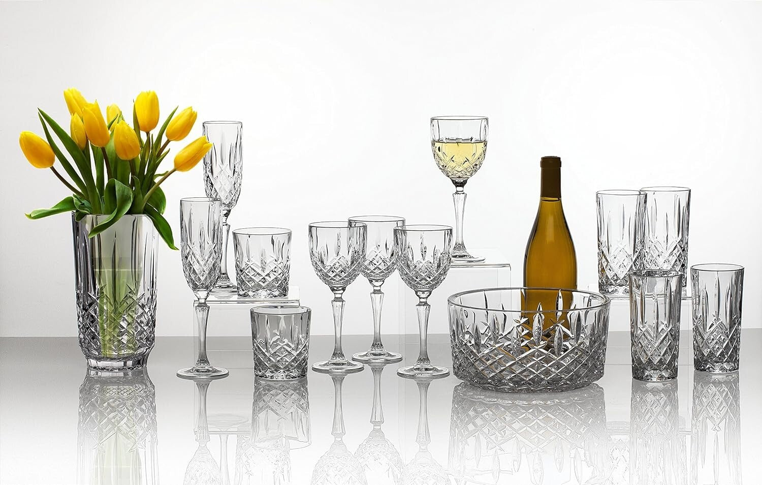 Elegant 4-Piece Waterford Markham Crystalline DOF Glass Set for Fine Drinking