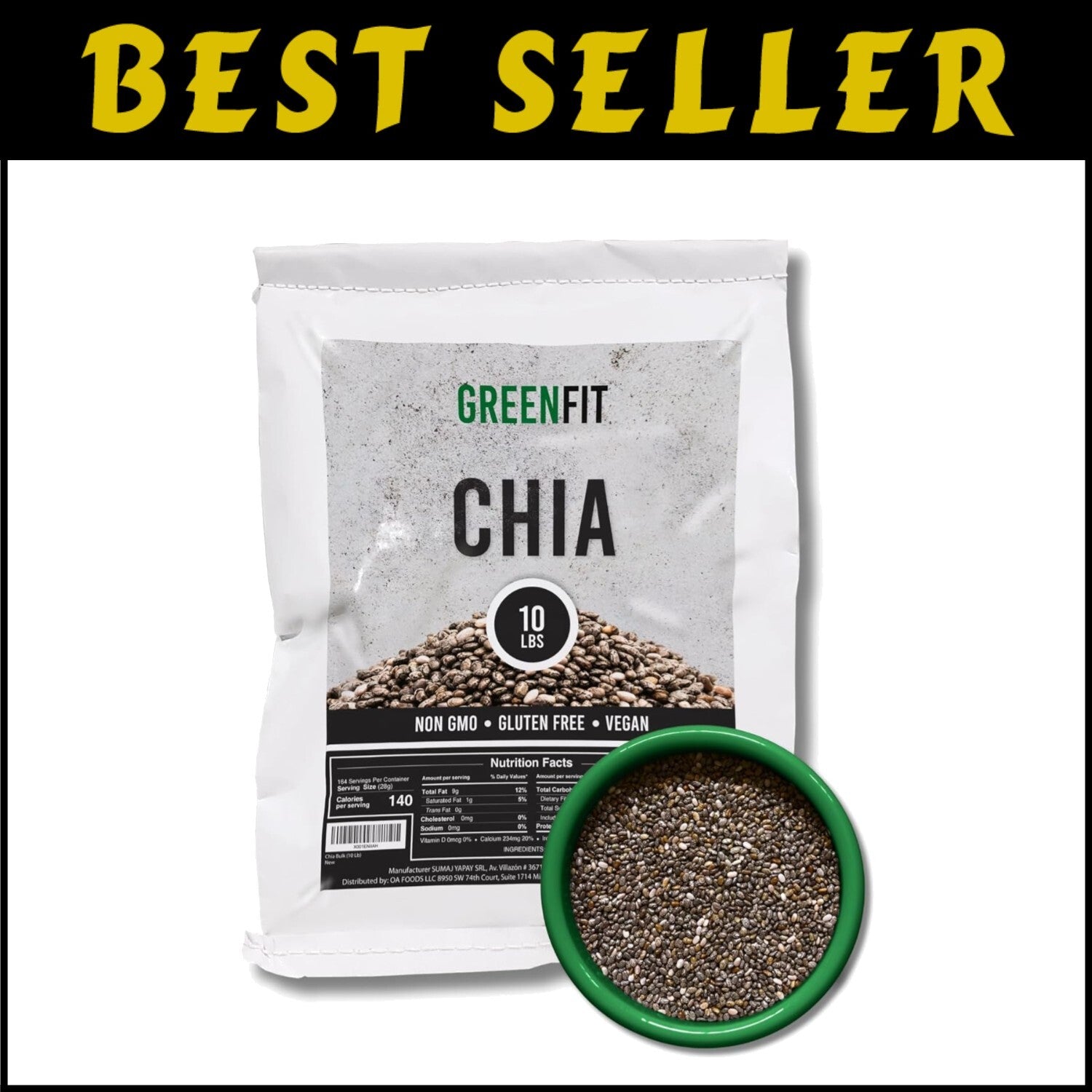 Cost-Effective 10Lbs Non-GMO Chia Seeds - Nutrient-Rich Gluten-Free Super Food