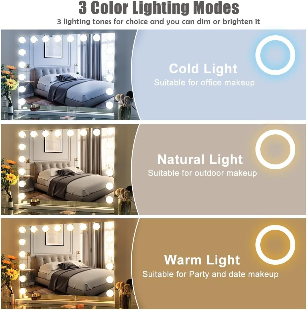 Bluetooth Vanity Mirror with Touch Sensor and 10X Magnifying - Wall or Tabletop