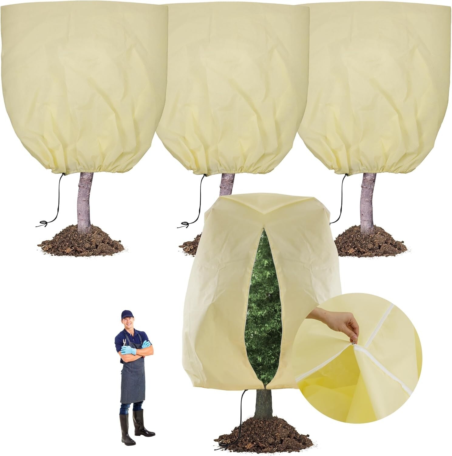 120x100 Inch Reusable Frost Protection Cloth for Winter Plant Care - 4 Pack