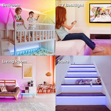 Load image into Gallery viewer, Vibrant App-Controlled RGB LED Strip Lights - 300ft for Bedroom &amp; Party Decor