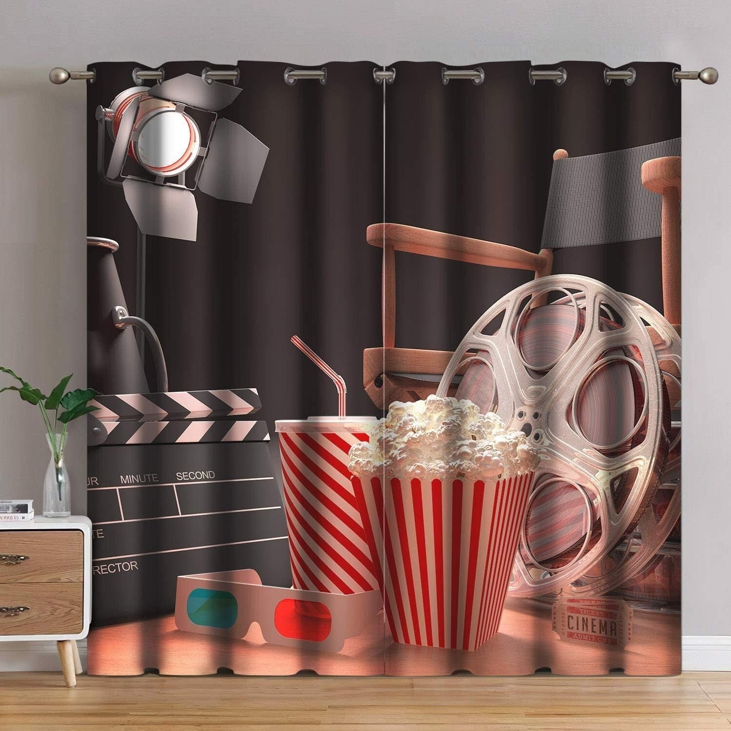 Machine Washable Blackout Drapes for Living Room - Movie Theme, 84" Length