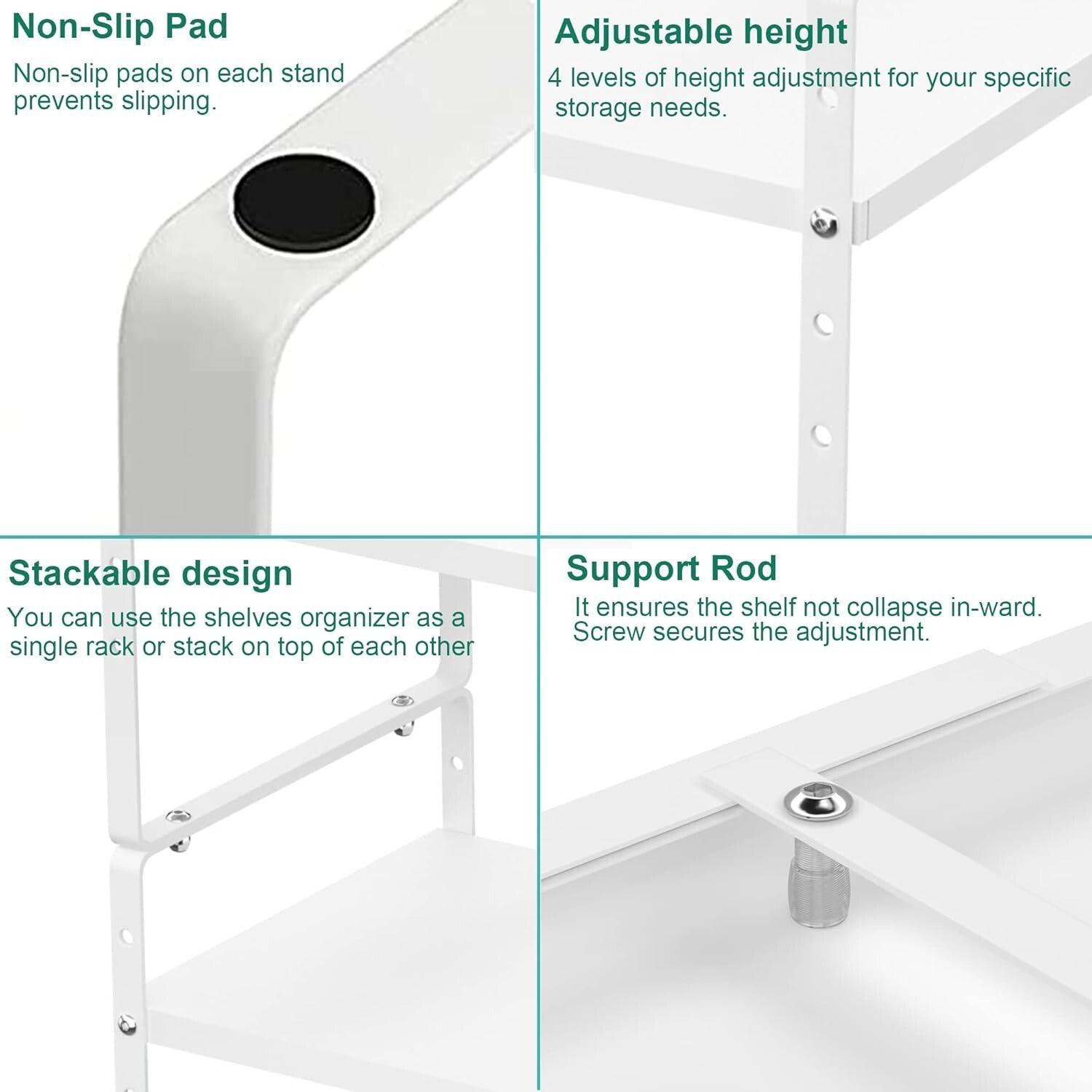 Expandable 2-Pack Heavy-Duty Steel Kitchen Organizer Rack - Adjustable Design