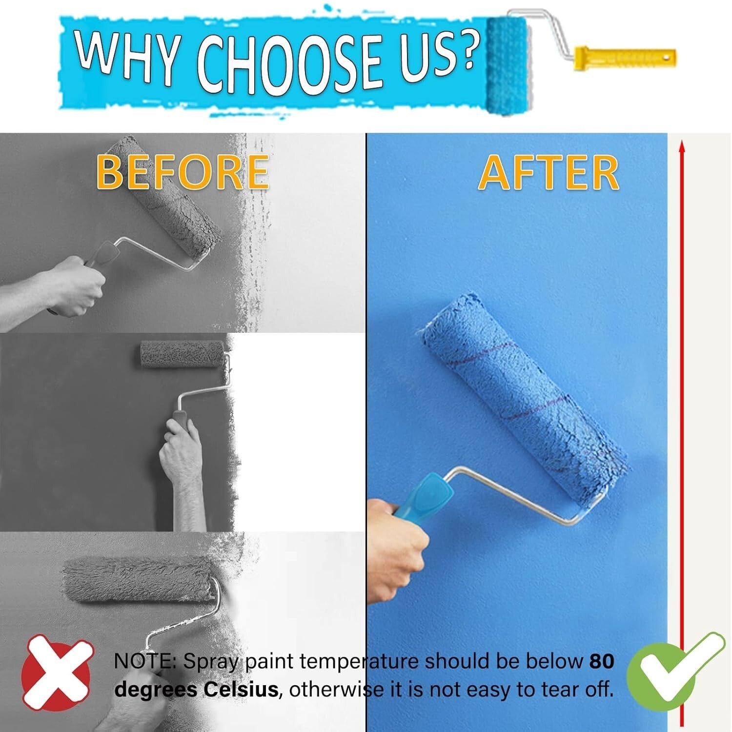 Versatile 20 Roll Blue Masking Tape - Ideal for Arts, Crafts, and Wall Painting