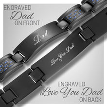 Load image into Gallery viewer, Stylish Black IP Plated Bracelet - Engraved for Dad, Perfect Gift Packaging