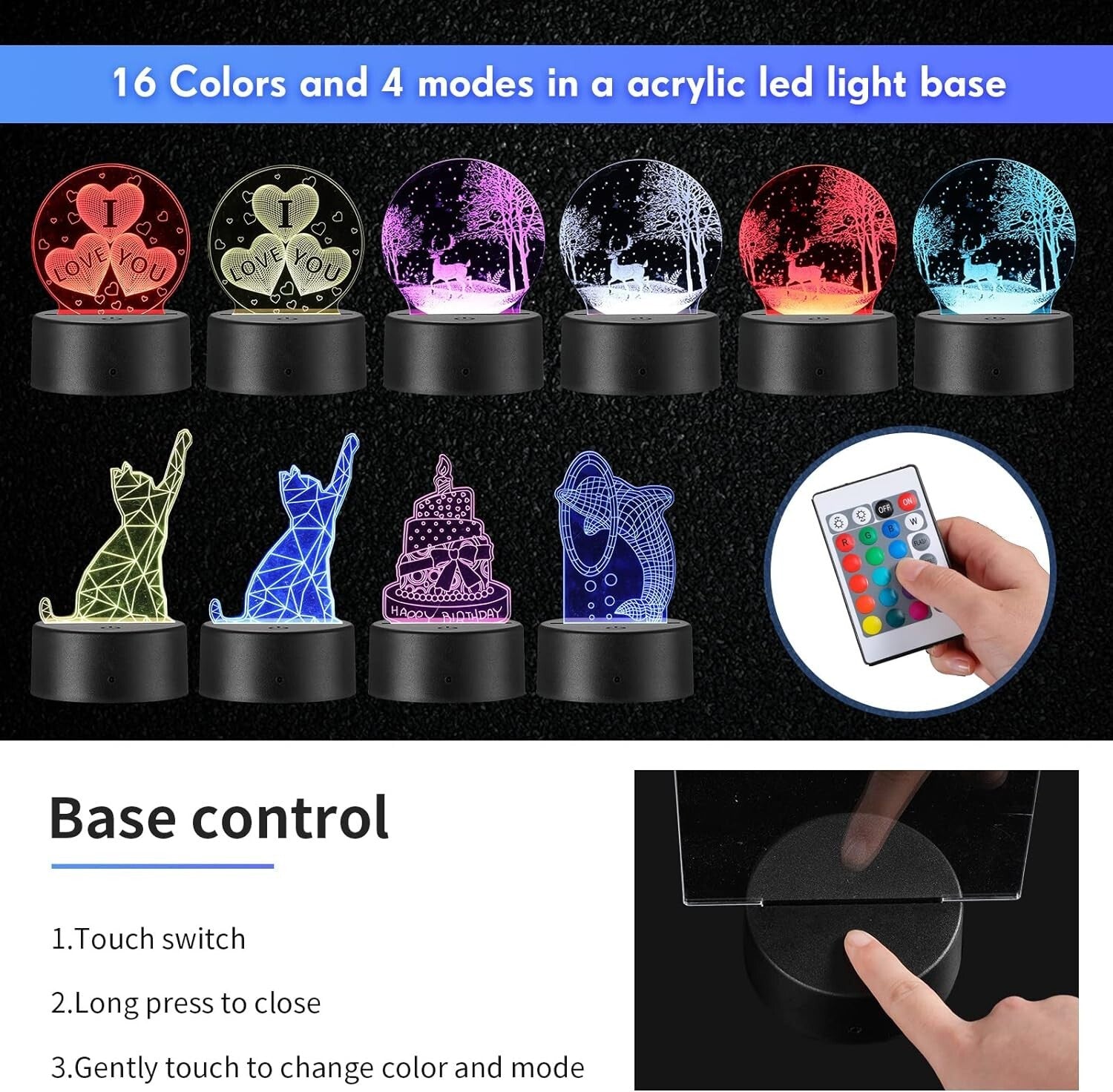 Transform Your Space with 12 Acrylic Sheets & LED Lamp Bases - Perfect for Gifts