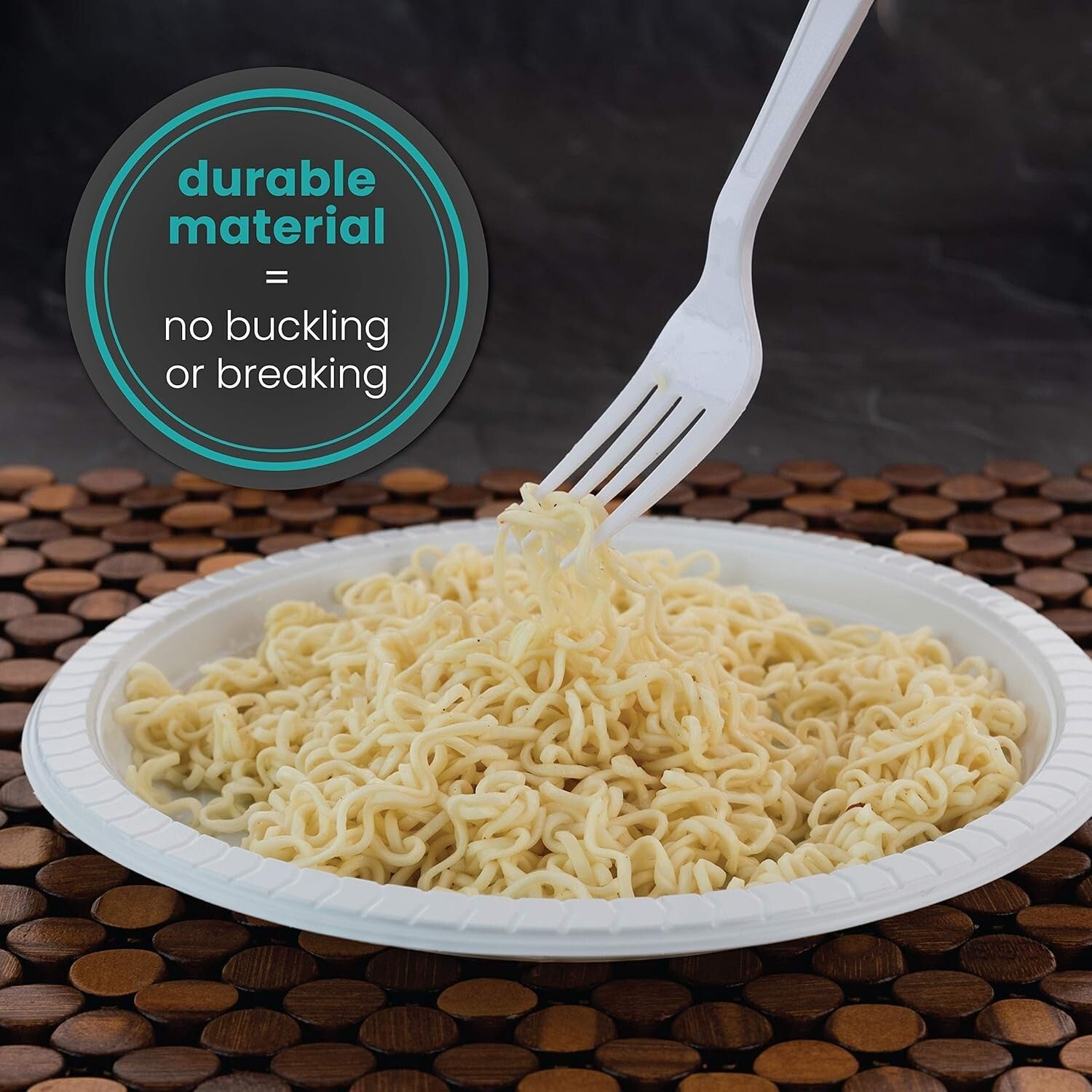 Durable 200 Pack 10 Inch Round Plastic Dinner Plates - Reusable & Microwave Safe