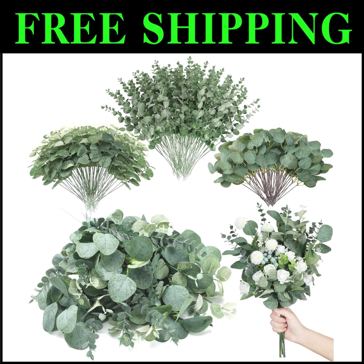 Realistic Faux Eucalyptus Stems - 270 Pcs Set for Home and Wedding Use