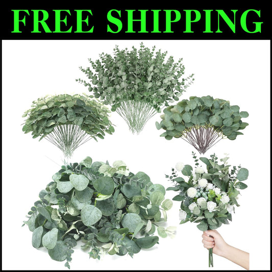 Realistic Faux Eucalyptus Stems - 270 Pcs Set for Home and Wedding Use