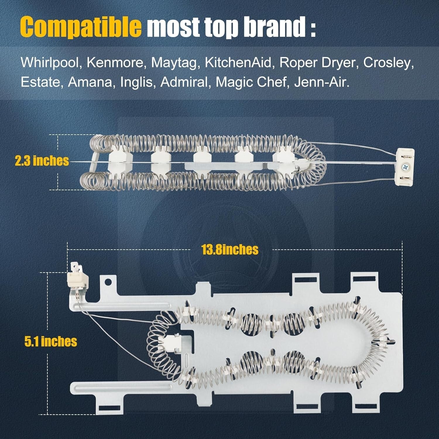 Durable 8544771 Heating Element & 279816 Thermostat Compatible with Major Brands