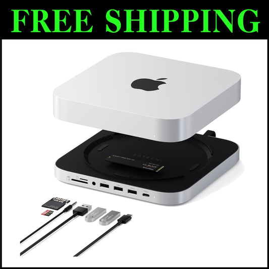High-Speed Mac Mini Dock with SSD Enclosure and Multiple USB Ports - Silver
