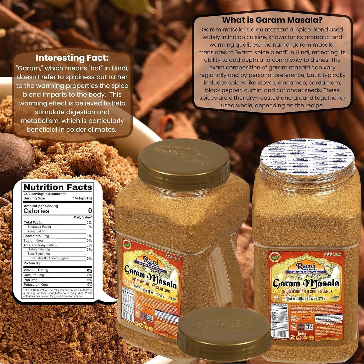 80oz Rani Garam Masala - All Natural 11-Spice Blend, Vegan & Gluten Friendly