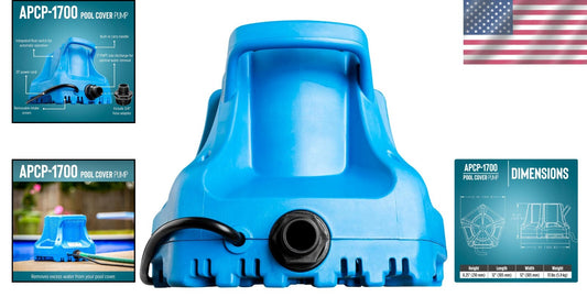 Reliable Submersible Pool Cover Pump, 1745 GPH, Automatic Operation, Light Blue