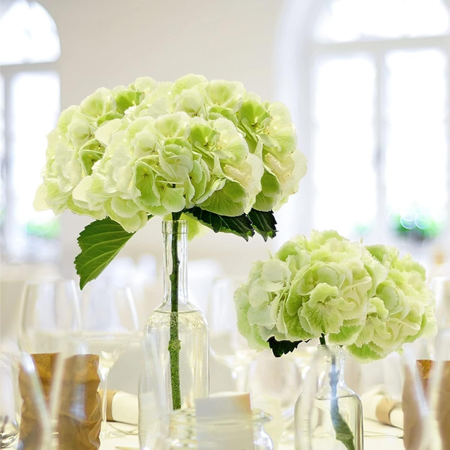 64 PCS Artificial Light Green Hydrangeas for Elegant Wedding Centerpieces