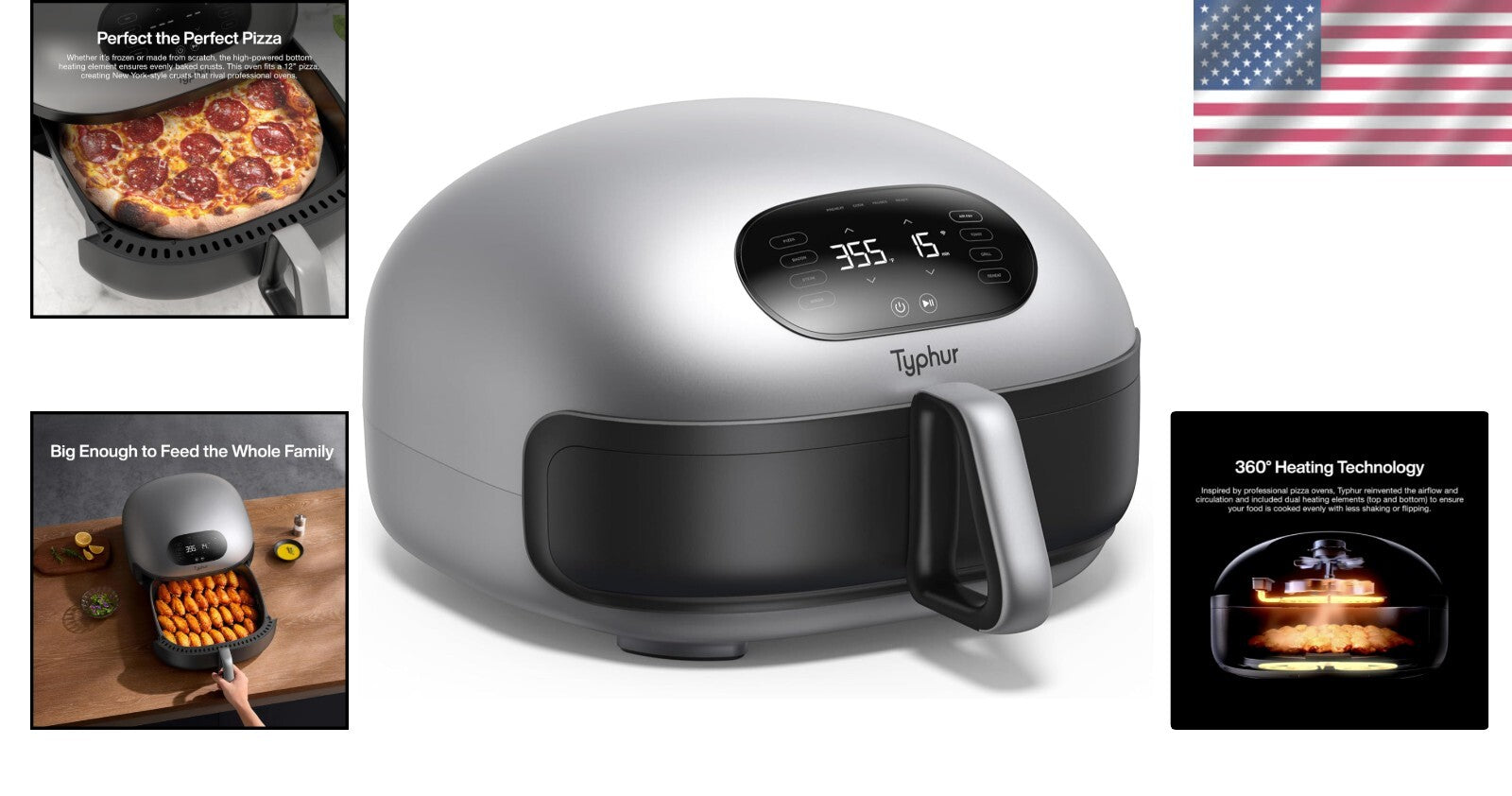 Extra Large 5.6 Quart Air Fryer with Non-Stick Ceramic Basket - Quick Meals