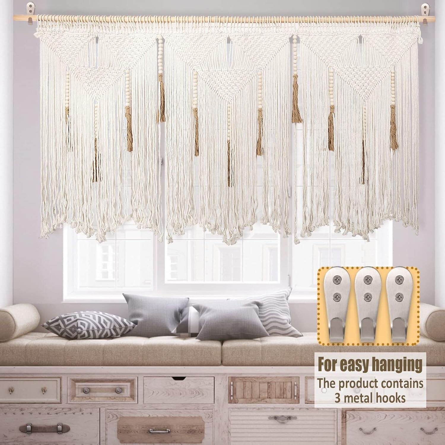 70.8" x 39" Boho Tapestry - Extra Large Handcrafted Macrame Wall Hanging