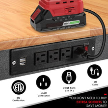 Load image into Gallery viewer, Multi-Level Height Adjustable Workbench with 4 AC Outlets for Garage and Home