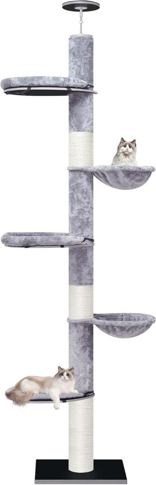 Durable Adjustable Cat Climbing Tree With Hammock - Ideal For Energetic Kittens