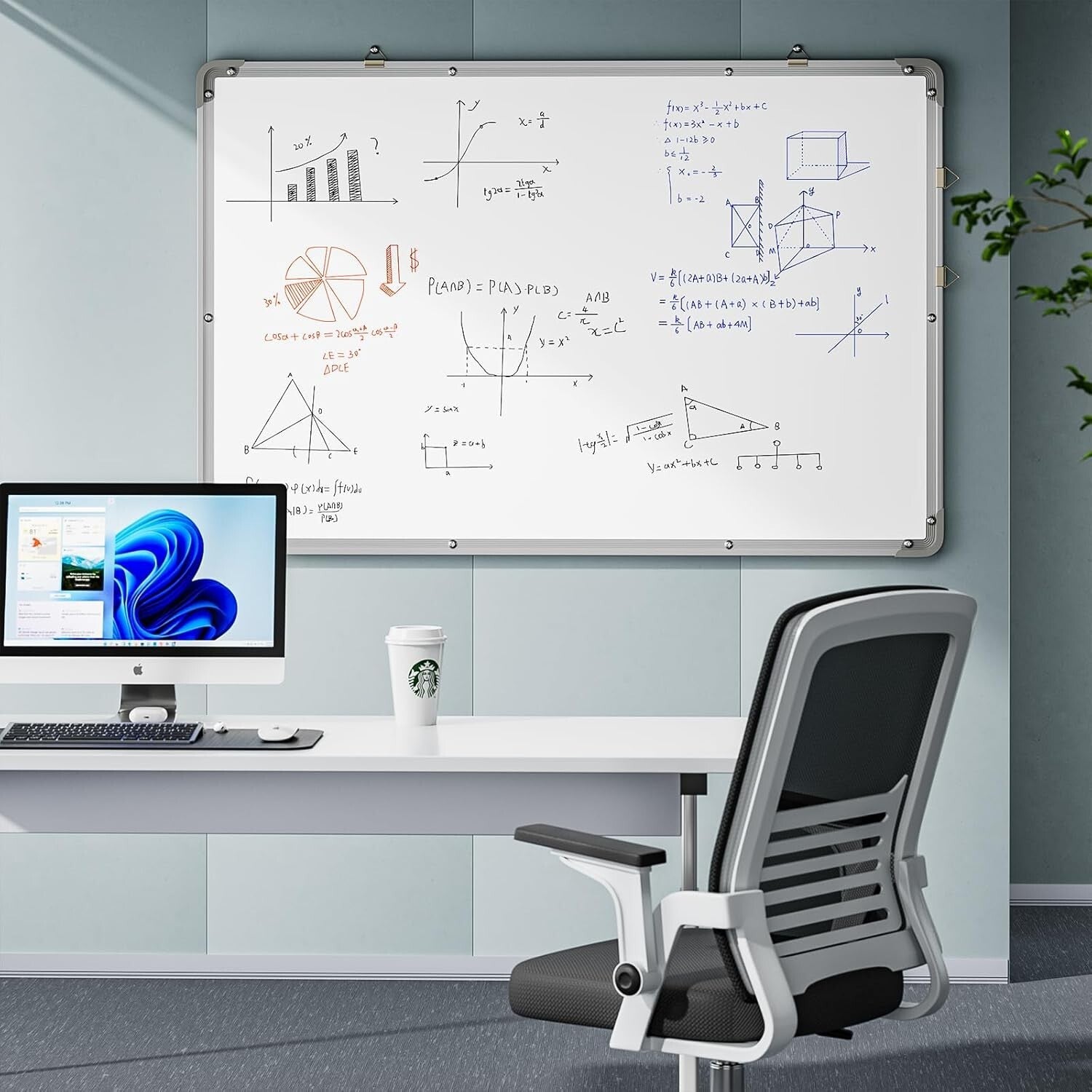 2-in-1 Magnetic Dry Erase Calendar and Blank Whiteboard for Creative Planning