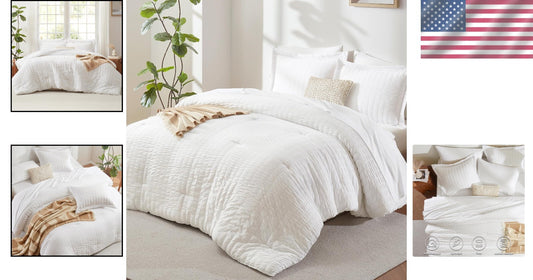 Machine Washable King Comforter Set - Stylish 7-Piece Bedding for All Seasons