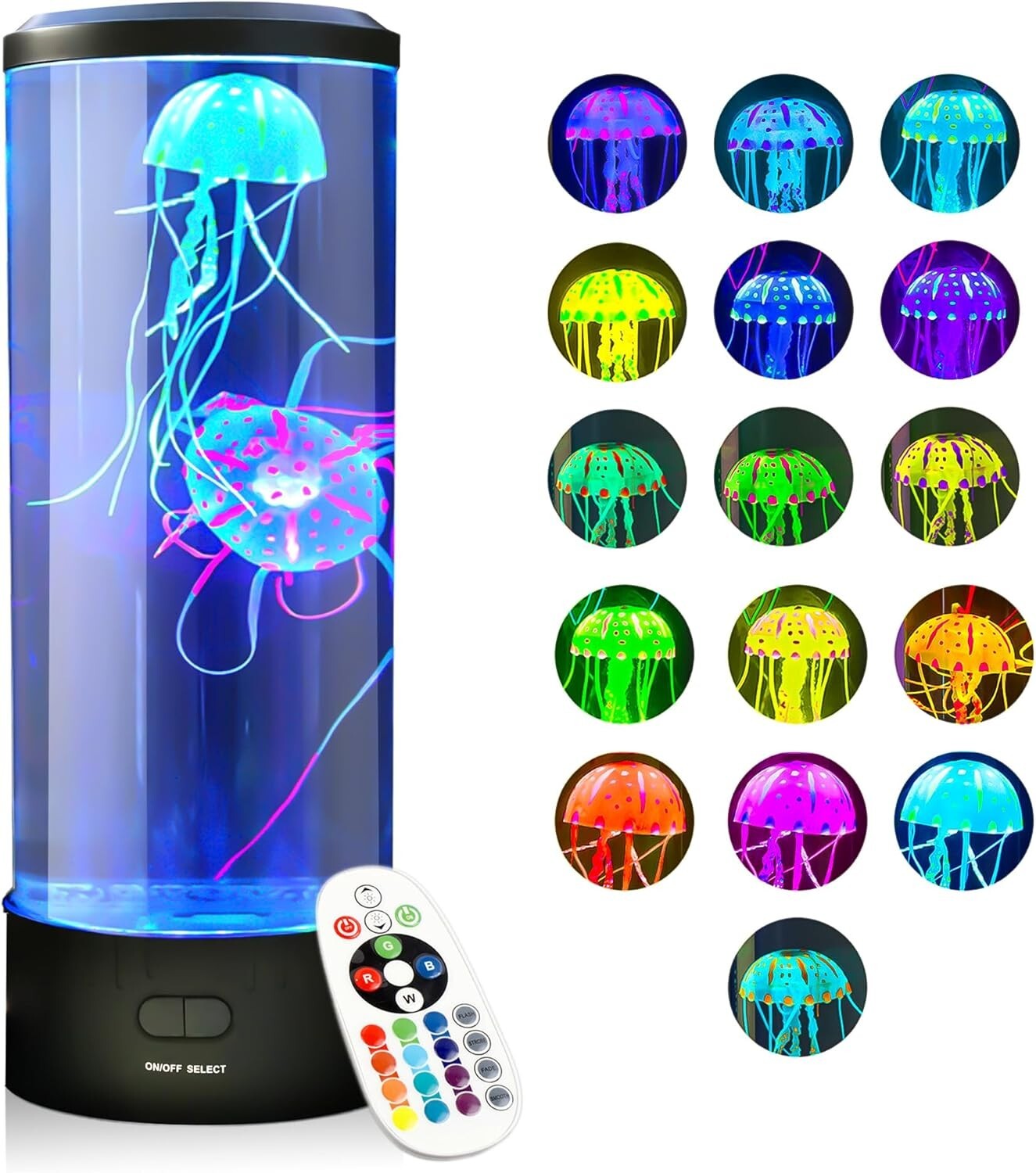 16-Color Changing Jellyfish Aquarium Lamp - LED Night Light with Remote Control