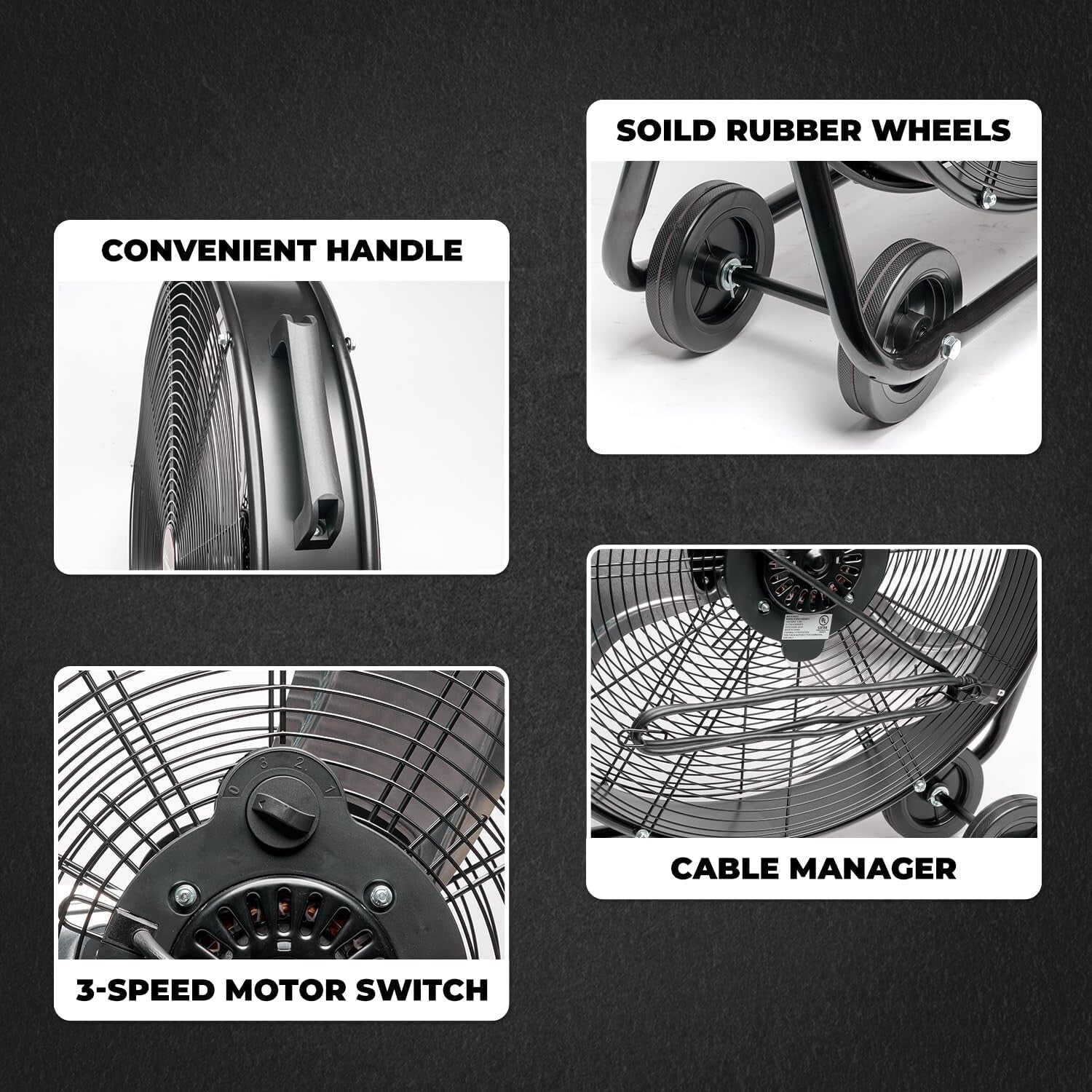 Durable High-Velocity 24-Inch Drum Fan with Adjustable Speed for Garage & Office