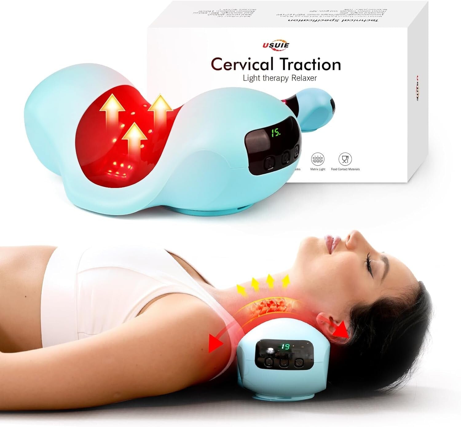 Cervical Traction Device with Red Light Therapy for Effective Neck Pain Relief