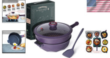 Load image into Gallery viewer, Stylish 8-in-1 5Qt Nonstick Skillet - Purple, Detachable Handle, Induction Ready