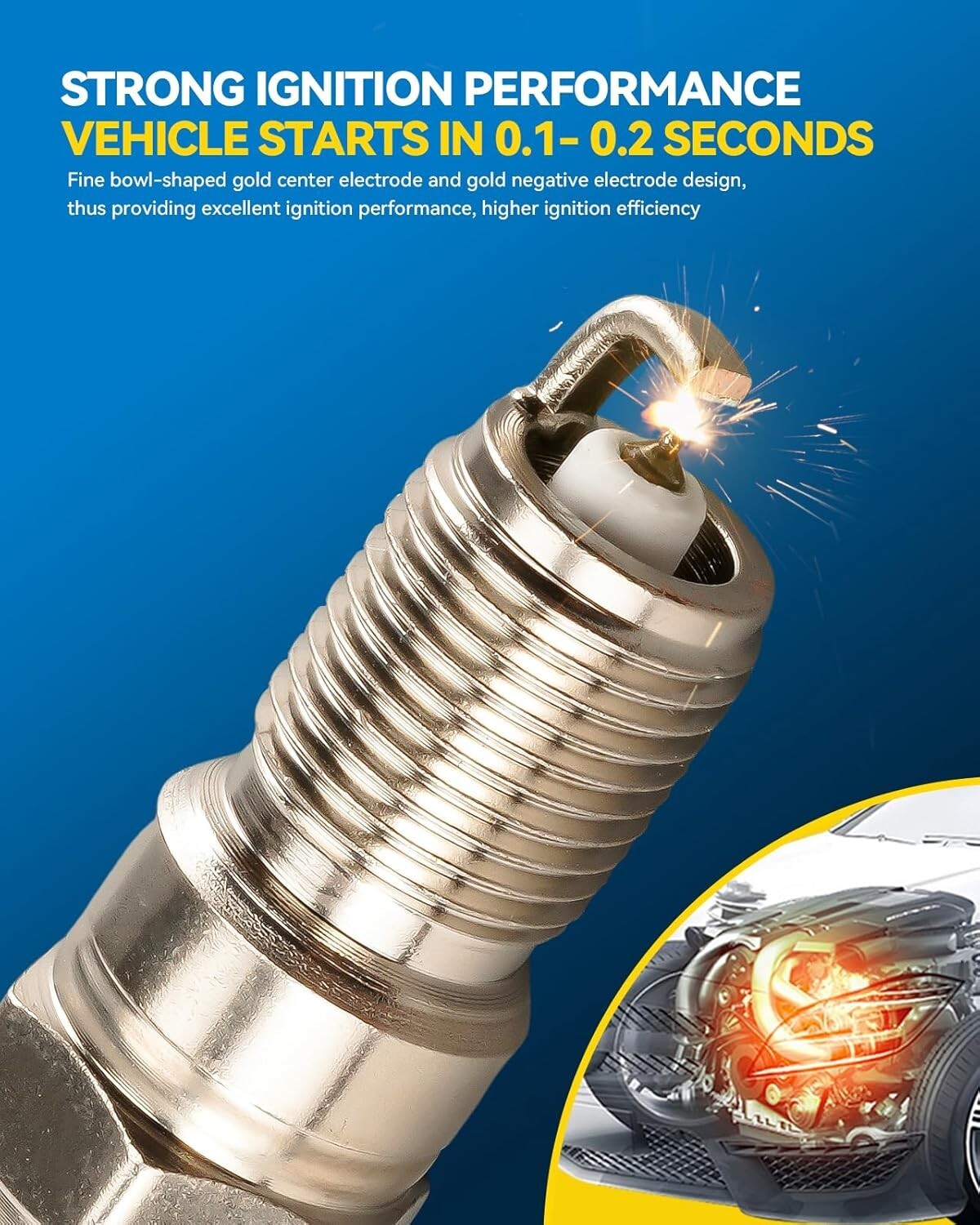 Universal Ignition Coil Pack and Spark Plugs Set (4) for Hyundai & Kia Vehicles