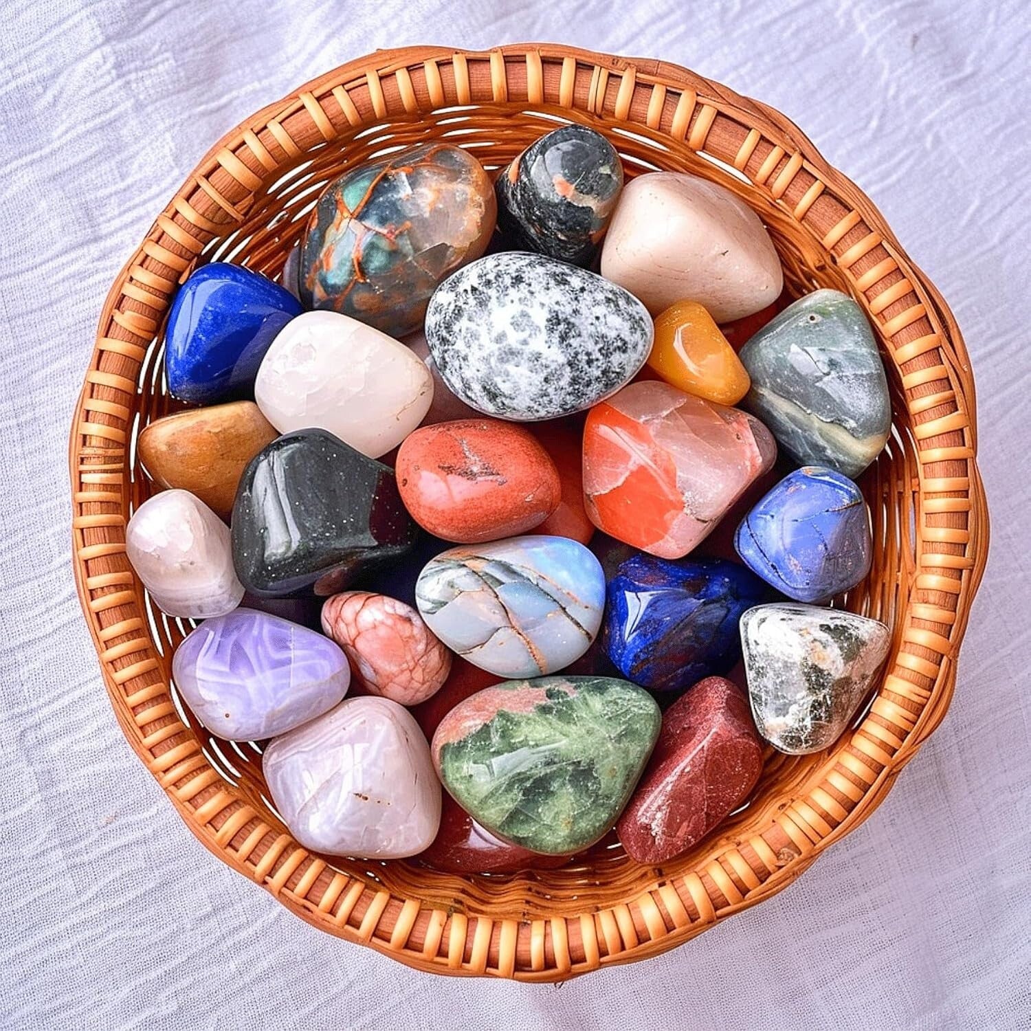 Extra Large Polished Stone Set: 25 Mixed Gemstones for Reiki & Chakra Balancing