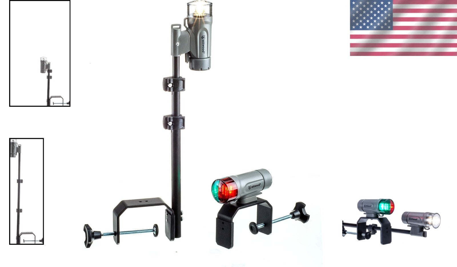 Shockproof LED Navigation Light with Telescoping Pole for Watercraft Safety