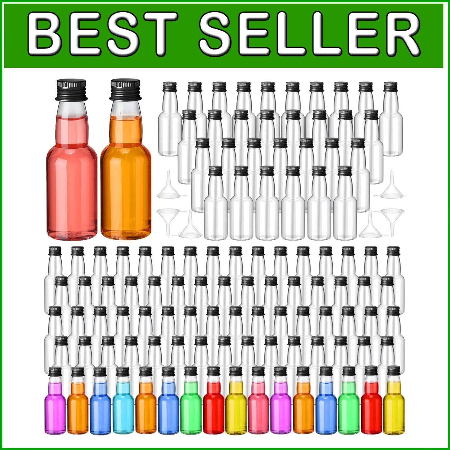 120 Mini Airtight Shot Bottles with Funnels - Perfect for Party Favors