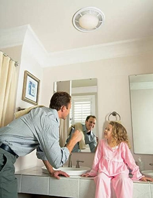 Efficient 100 CFM Bathroom Exhaust Fan & Night Light - Modern White Design