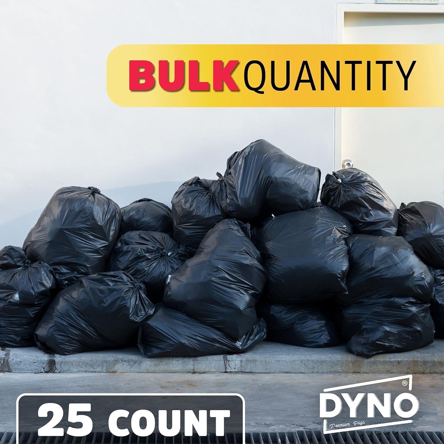 Durable 2 Mil Black Trash Bags - 25 Count for Industrial & Residential Waste