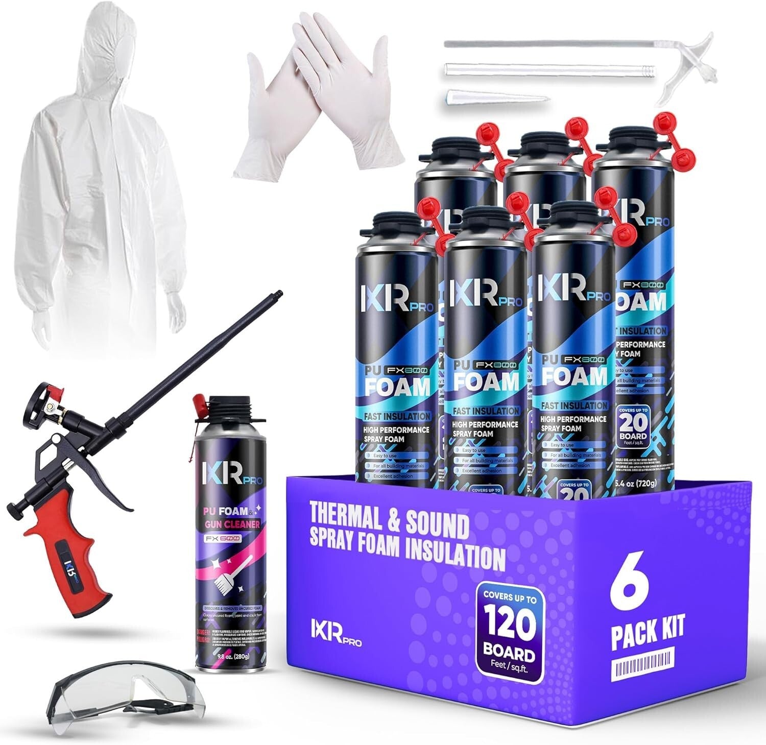 Fast Curing Spray Foam Insulation Kit with Cleaning Tools - Outdoor & Indoor Use