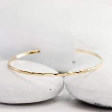 Load image into Gallery viewer, Waterproof Hammered Cuff Bracelet - Lightweight 14K Gold Fill for Everyday Wear