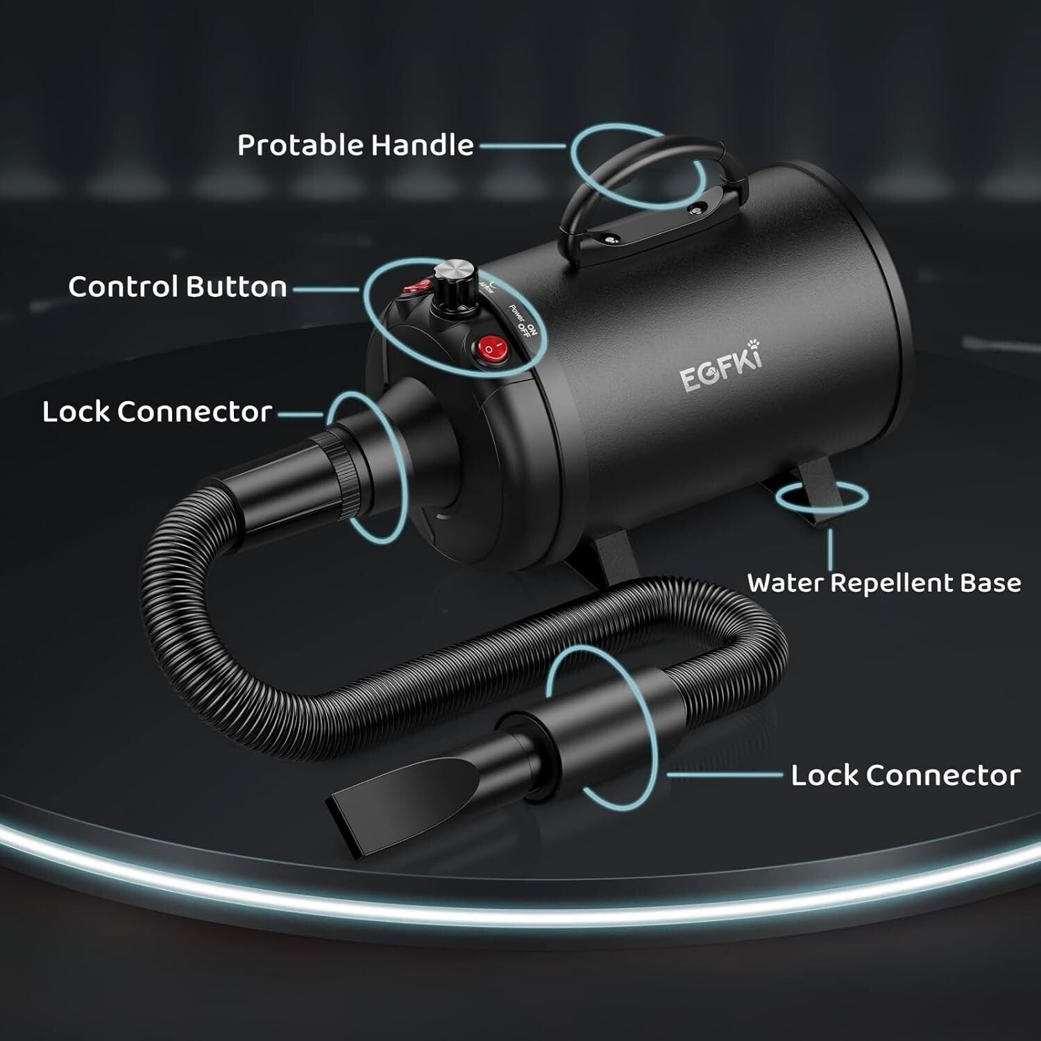 Metal Dog Hair Dryer - 3800W High Velocity with Adjustable Settings & Insulation