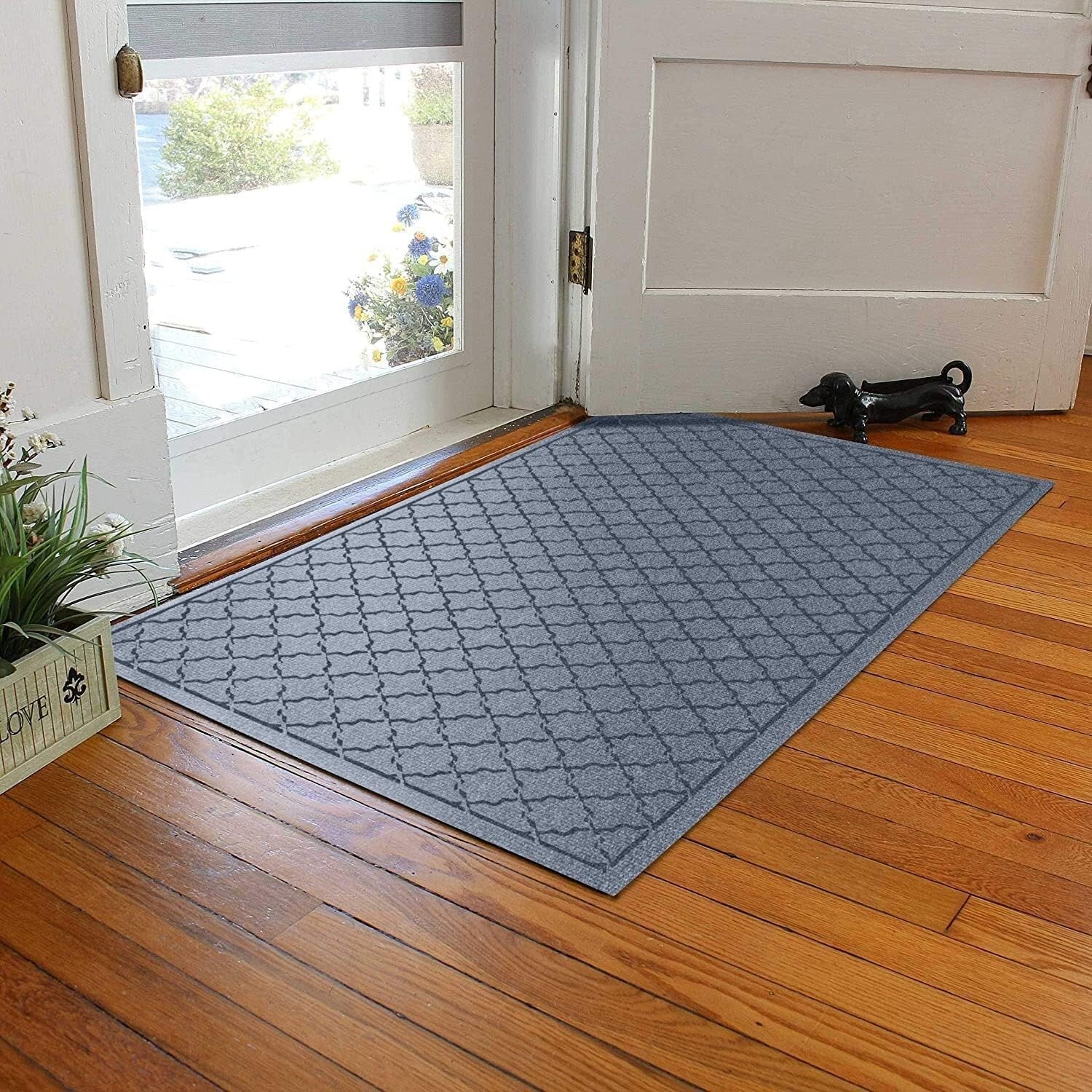 Durable 4' x 6' Indoor/Outdoor Mat - Water-Trapping, Non-Slip Bluestone Design