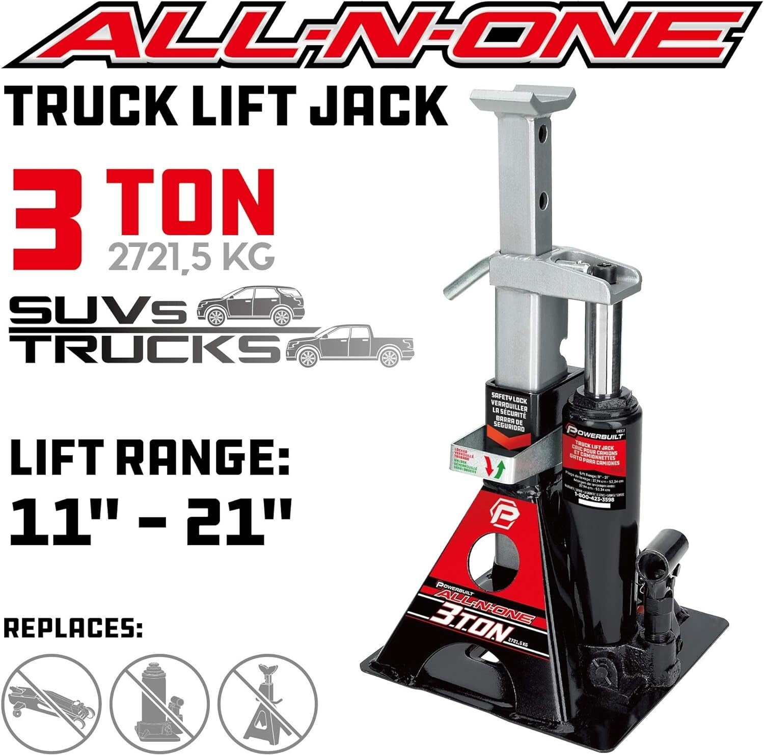 Portable 3 Ton Jack & Stands - Compact, Heavy-Duty Solution for Vehicles