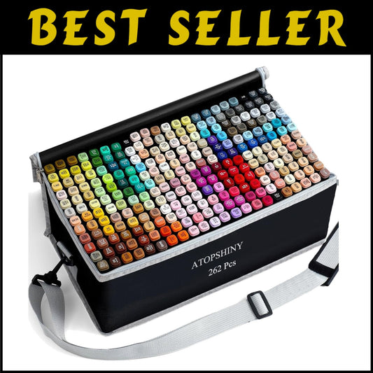Refillable Alcohol Markers - Super Marker Set with 262 Colors & Carrying Case