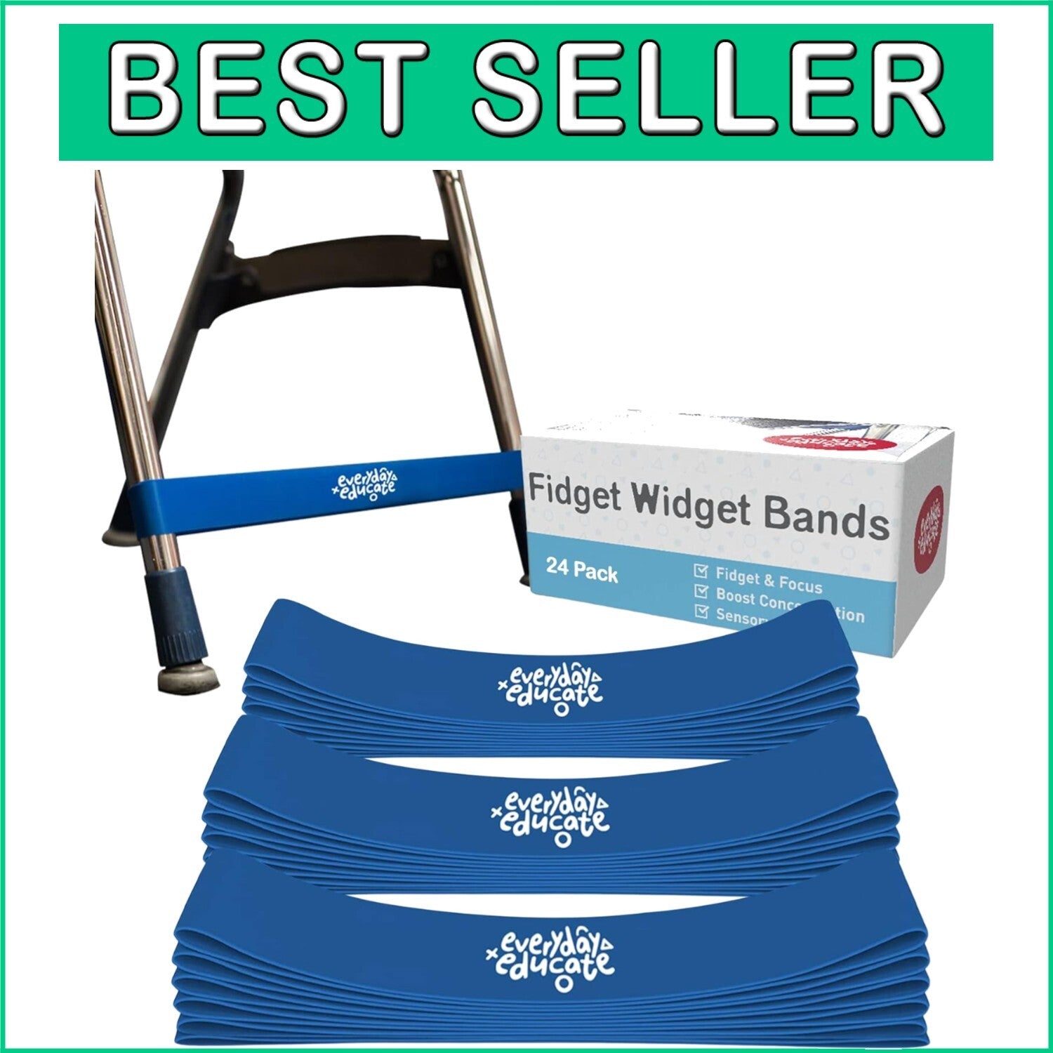 Chair Bands for Kids - Engage Muscles & Improve Focus - 24 Rubber Fidget Bands