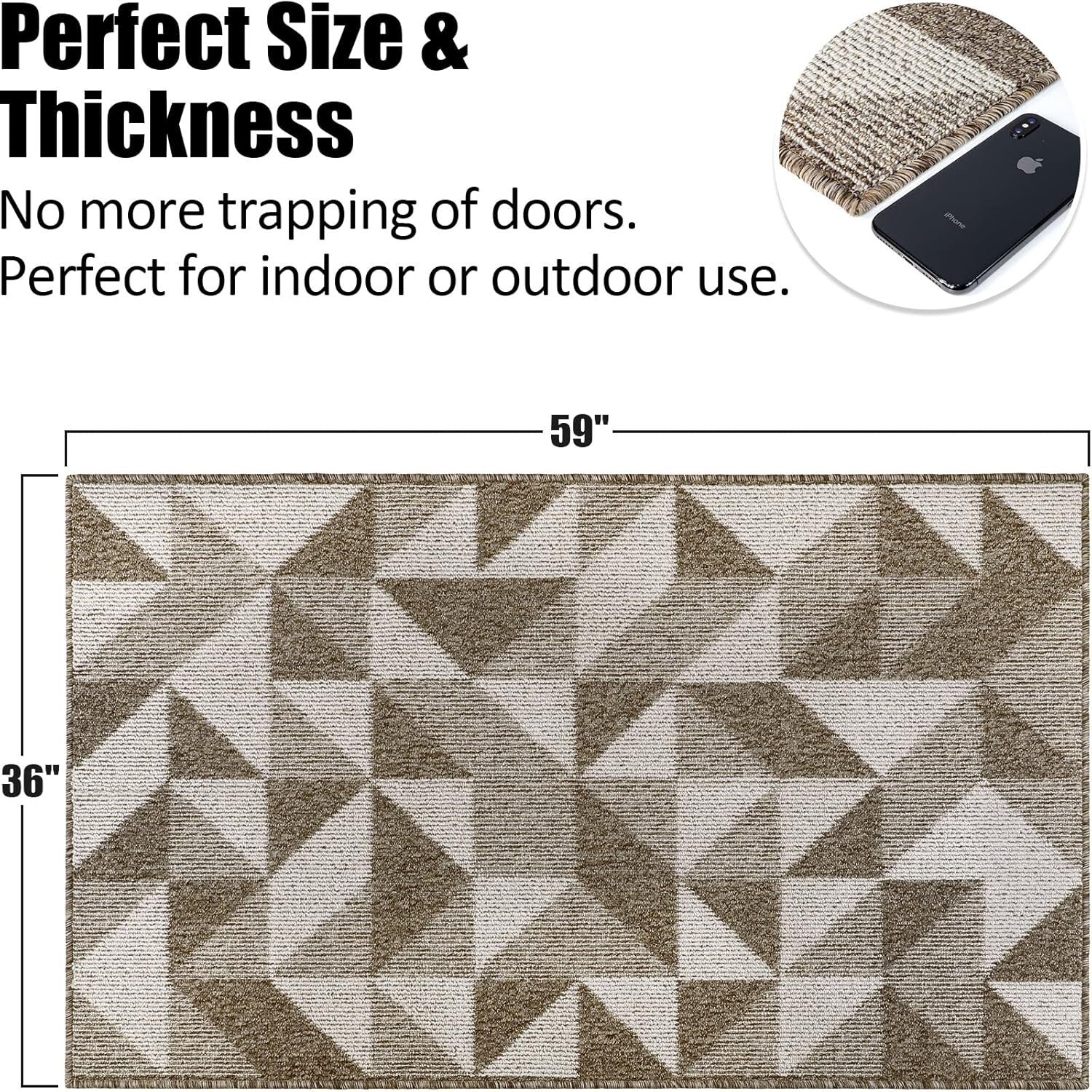 Versatile 36"x59" Indoor Doormat - Low Profile Non-Slip Carpet for Hallways